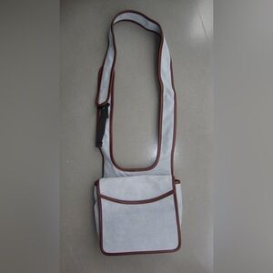 Blue Suede Crossbody Messenger Bag